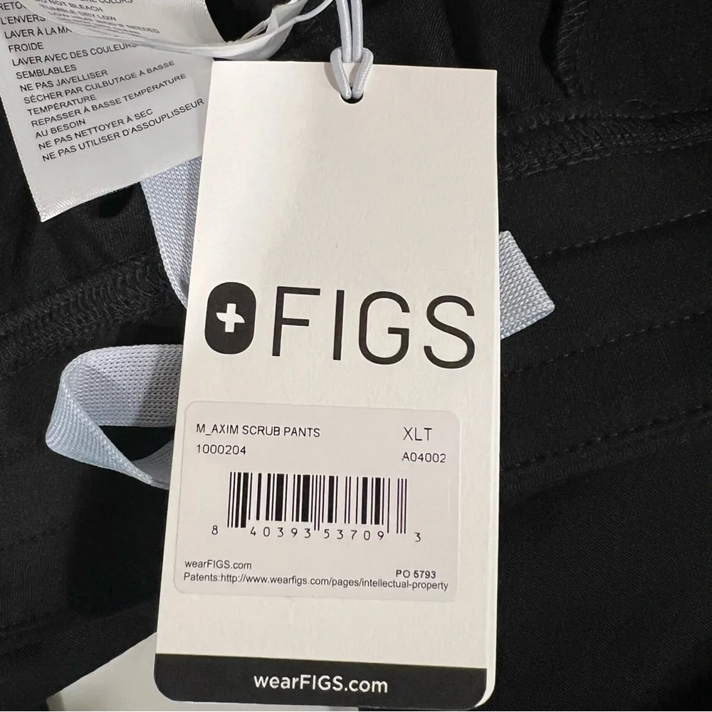 Figs men's axim scrub pants size xl/tall black hospital NWT‎